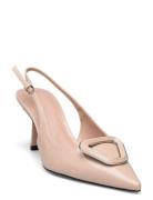 Patent Leather-Effect Slingback Shoes Shoes Heels Pumps Sling Backs Beige Mango