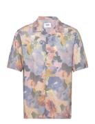 Didcot Ss Shirt Botanic Blue/Pink Designers Shirts Short-sleeved Blue Wax London