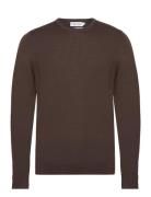 Merino Rws Crew Neck Sweater Tops Knitwear Round Necks Brown Calvin Klein