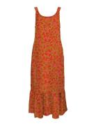 Onlalma Life Poly Noemi Long Dress Aop Knælang Kjole Orange ONLY