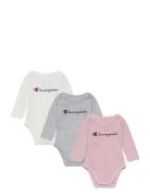 3Pk Longsleeve Bodysuits Langærmet Body Multi/patterned Champion