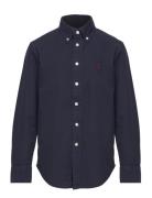 Garment-Dyed Cotton Oxford Shirt Tops Shirts Long-sleeved Shirts Navy Ralph Lauren Kids