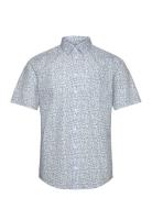 Cfanton Ss Aop Leaves Shirt Tops Shirts Short-sleeved Blue Casual Friday