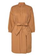 Women Dresses Light Woven Midi Knælang Kjole Brown Esprit Collection