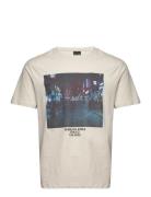 Onslex Life Reg Photoprint Ss Tee Tops T-Kortærmet Skjorte Beige ONLY & SONS