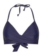 Aaliyah Top Halterneck Swimwear Bikinis Bikini Tops Triangle Bikinitops Blue Missya