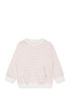 Striped Cotton-Blend Sweatshirt Tops Sweatshirts & Hoodies Sweatshirts Pink Mango