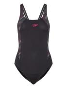 Womens Hyper Boom Splice Muscleback Sport Swimsuits Black Speedo