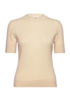 Objnoelle S/S Knit T-Shirt Noos Tops T-shirts & Tops Short-sleeved Beige Object