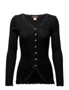 Rwbabette Ls V-Neck Regular Lace Ca Tops Knitwear Cardigans Black Rosemunde