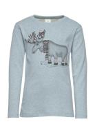 Horizon Ls Top-Oekotex Tops T-shirts Long-sleeved T-Skjorte Blue En Fant