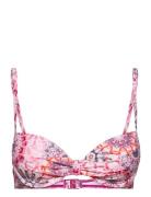 Recycled: Padded Underwire Top With A Print Swimwear Bikinis Bikini Tops Wired Bikinitops Pink Esprit Bodywear Women