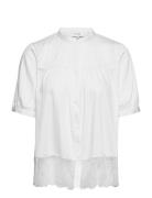 Lr-Isla Solid Tops Blouses Short-sleeved White Levete Room