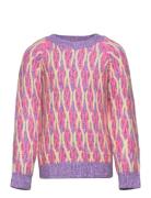 Kogmellie L/S O-Neck Pullover Cp Knt Tops Knitwear Pullovers Multi/patterned Kids Only