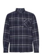 Light Flannel Checkered Relaxed Fit Tops Shirts Casual Navy Knowledge Cotton Apparel