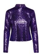 Slfsola Ls Sequins Top B Tops Blouses Long-sleeved Purple Selected Femme