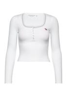 Anf Womens Knits Tops T-shirts & Tops Long-sleeved White Abercrombie & Fitch