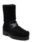 Teddy Boot W/Buckle Shoes Boots Ankle Boots Ankle Boots Flat Heel Black Apair