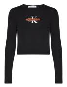 Seasonal Monologo Long Sleeve Tops T-shirts & Tops Long-sleeved Black Calvin Klein Jeans