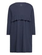 Melange Ruffle Dress Dresses & Skirts Dresses Casual Dresses Long-sleeved Casual Dresses Navy Copenhagen Colors