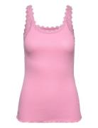 Cc Heart Poppy Silk Lace Camisole Tops T-shirts & Tops Sleeveless Pink Coster Copenhagen