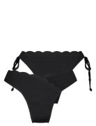 Scallop 2 Pack Cheeky High Leg R Swimwear Bikinis Bikini Bottoms High Waist Bikinis Black Hunkemöller