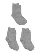 3-Pack Cotton Socks Sokker Strømper Grey Melton
