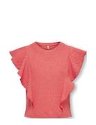 Kognella S/L Short Ruffle Top Jrs Tops T-Kortærmet Skjorte Coral Kids Only