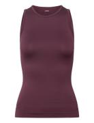 Women Seamless Tank Top "Rib" Sport T-shirts & Tops Sleeveless Burgundy ZEBDIA