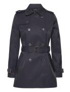 Belted Cotton-Blend Trench Coat Trenchcoat Frakke Navy Lauren Ralph Lauren