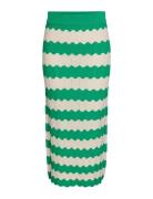 Yasbee Hw Long Knit Skirt Knælang Nederdel Green YAS