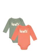 Levi's® Poster Logo Long Sleeve Bodysuit 2-Pack Bodies Long-sleeved Multi/patterned Levi's