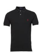 Slim Fit Mesh Polo Shirt Tops Polos Short-sleeved Black Polo Ralph Lauren