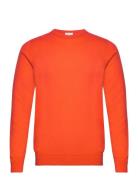 Man O-Neck Plain Designers Knitwear Round Necks Orange Davida Cashmere