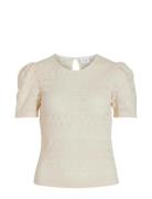 Vichikka Puff O-Neck S/S Top - Noos Tops T-shirts & Tops Short-sleeved Cream Vila