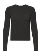 Round-Neck Knitted T-Shirt Tops T-shirts & Tops Long-sleeved Grey Mango