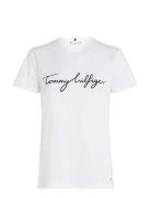 Reg C-Nk Signature Tee Ss Tops T-shirts & Tops Short-sleeved White Tommy Hilfiger