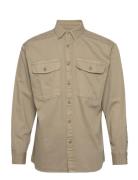 Anf Mens Wovens Tops Overshirts Beige Abercrombie & Fitch