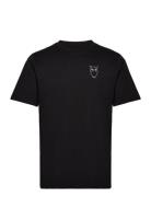 Owl Chest Tee - Gots/Vegan Tops T-Kortærmet Skjorte Black Knowledge Cotton Apparel