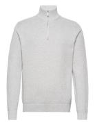 Slhdane Ls Knit Structure Half Zip Noos Tops Knitwear Half Zip Jumpers Grey Selected Homme