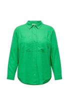 Carcaro L/S Ovs Linen Shirt Tlr Tops Shirts Long-sleeved Green ONLY Carmakoma