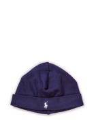 Cotton Interlock Beanie Accessories Headwear Hats Baby Hats Blue Ralph Lauren Baby