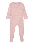 Striped Full Body W. Back Opening Pyjamas Sie Jumpsuit Pink Copenhagen Colors