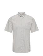 Onsremy Ss Slim Wash Stripe Oxford Shirt Tops Shirts Short-sleeved Grey ONLY & SONS