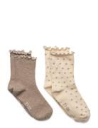 Socks W. Lettuce Hem  Sokker Strømper Beige Minymo