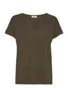 Mschfenya Modal Tee Tops T-shirts & Tops Short-sleeved Khaki Green MSCH Copenhagen