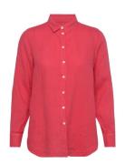 Karli Linen Shirt Tops Shirts Long-sleeved Coral MOS MOSH