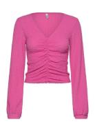 Onlmai L/S Ruching Top Cc Jrs Tops T-shirts & Tops Long-sleeved Pink ONLY