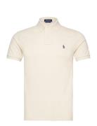 Slim Fit Mesh Polo Shirt Tops Polos Short-sleeved Cream Polo Ralph Lauren