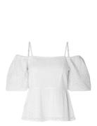 Slfanelli 3/4 On Off Shoulder Top B Tops Blouses Short-sleeved White Selected Femme